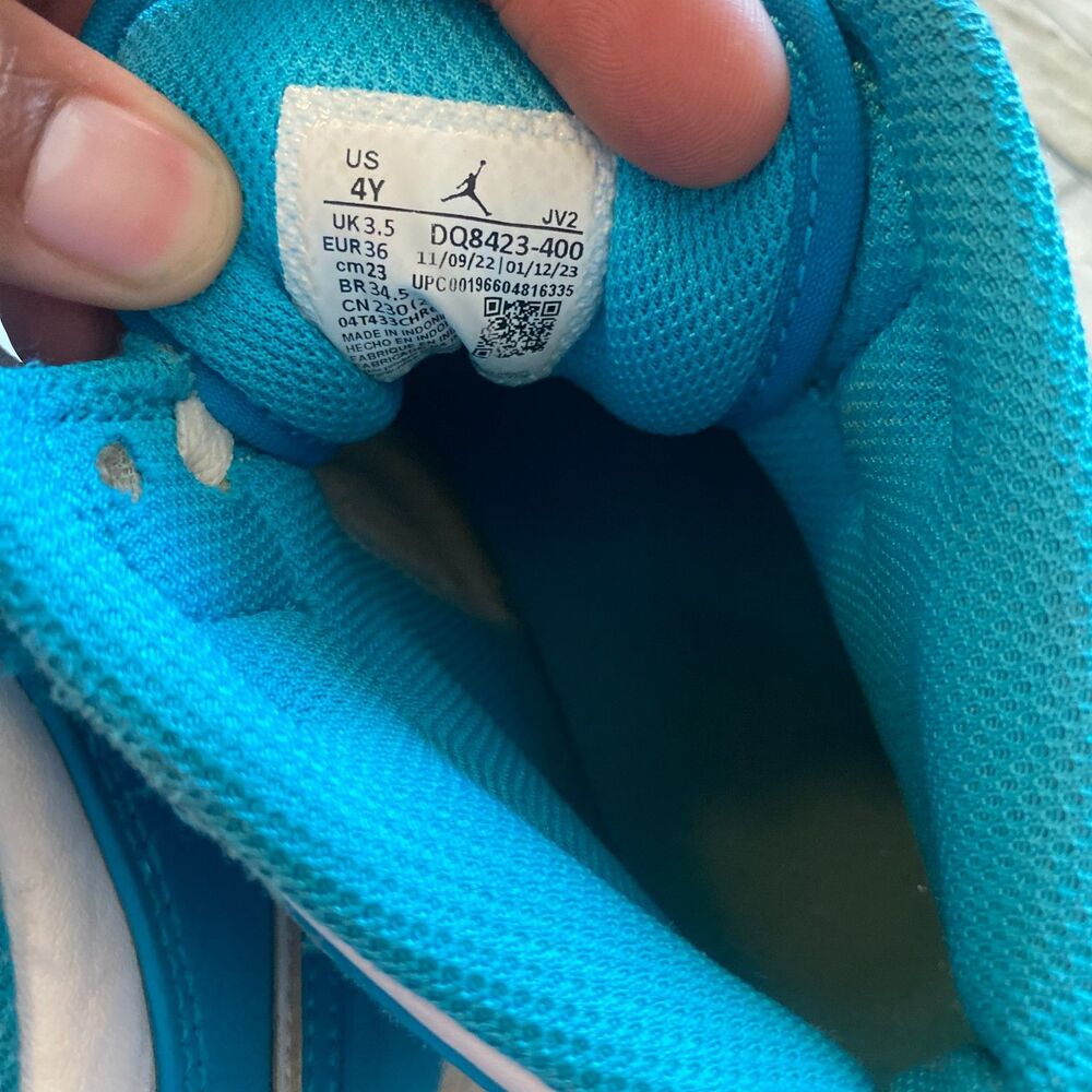 kids air jordan 1 high top teal blue sneakers 4y - Picture 6 of 6